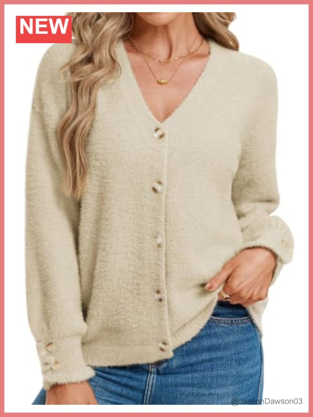 Fuzzy Chunky Wool Blend Cardigan Sweater Button Front V-Neck Fall